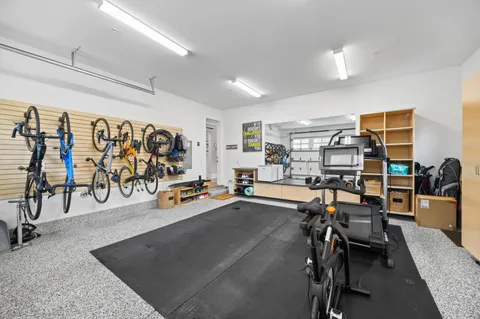 a view of a room with gym equipment