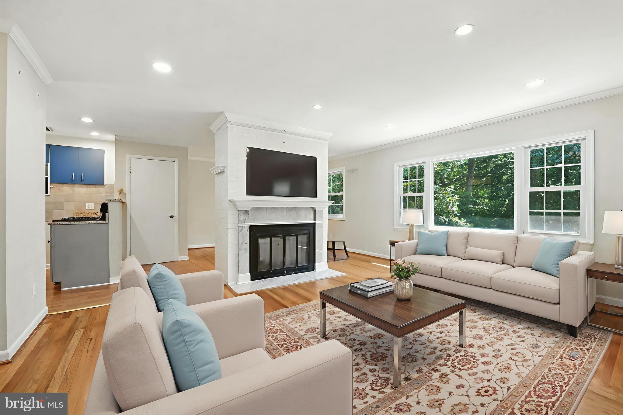 5206 Easton Drive Springfield, VA 22151 - Photo 4 of 39 a living room with furniture a fireplace and a flat screen tv