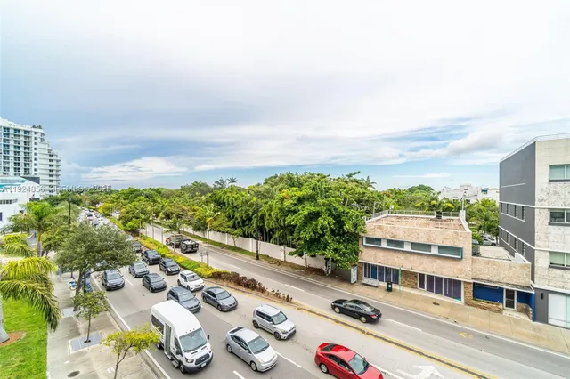 a city view with tall buildings
