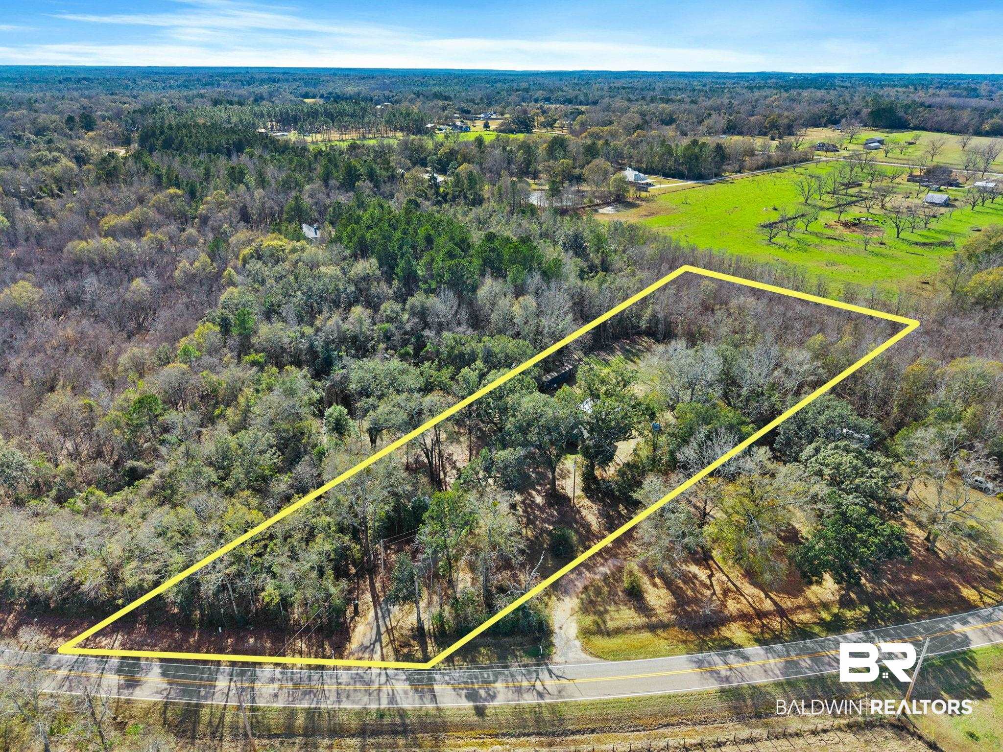 17366 Old Brady Road Bay Minette, AL 36507 - Photo 2 of 43 Aerial view of property's location featuring property parcel outlined