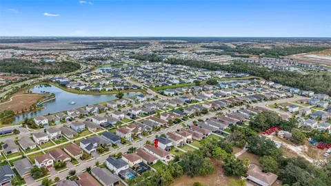 an aerial view of a house