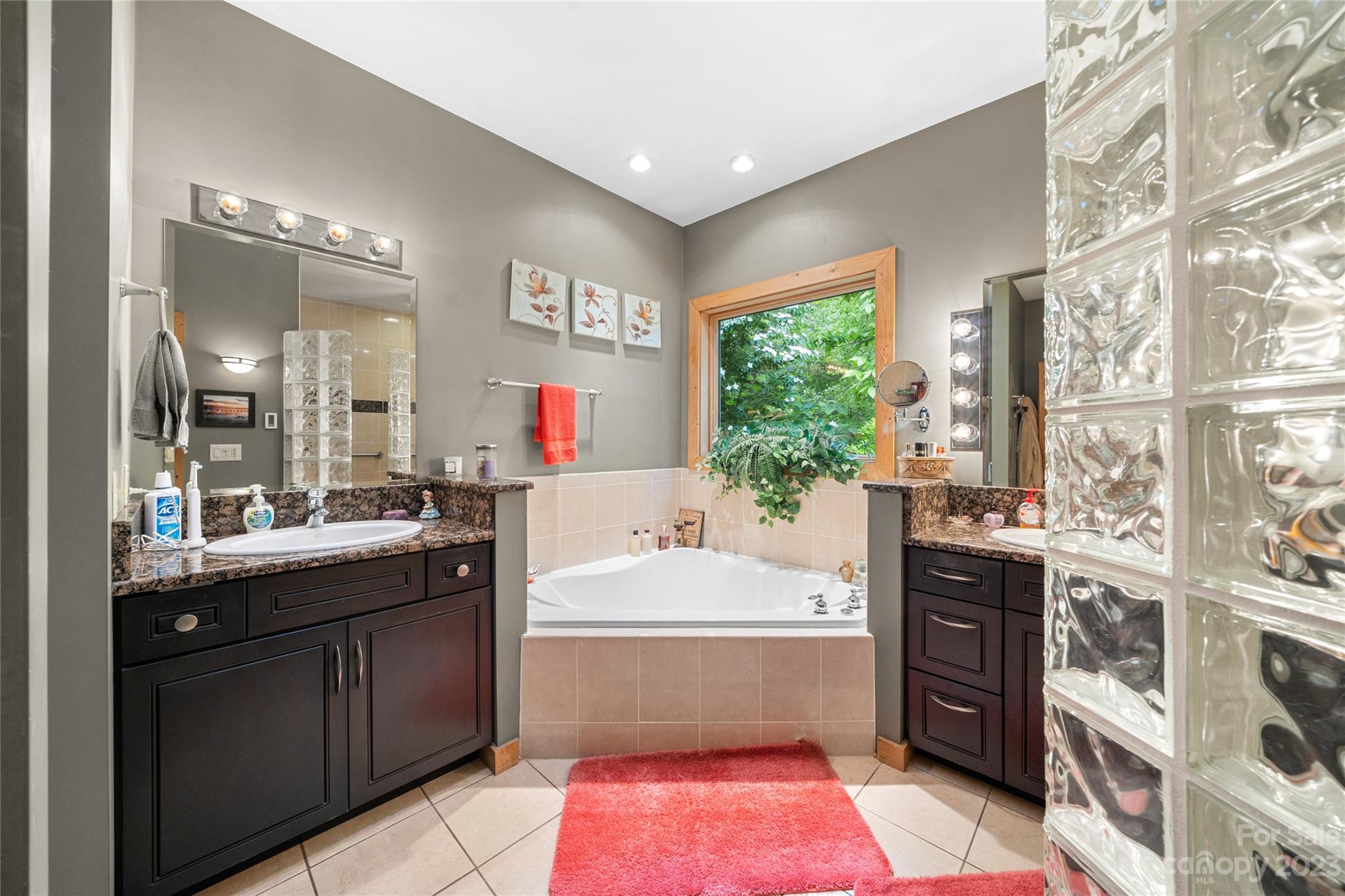 193 Eagle Ridge Clyde, NC 28721 - Photo 19 of 48 a bathroom with a tub a sink a mirror and a shower