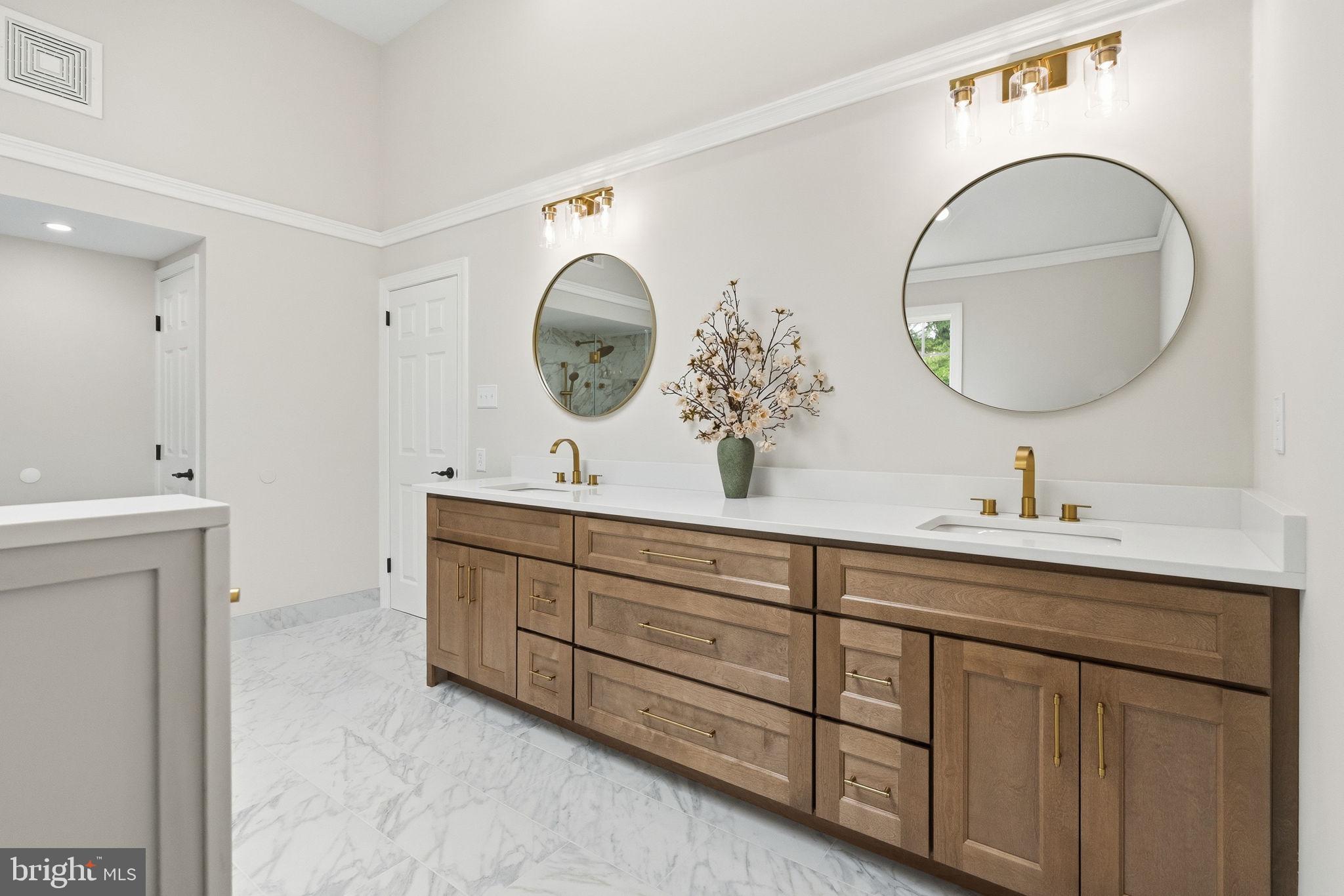 2971 Comfort Road New Hope, PA 18938 - Photo 36 of 60 a bathroom with a double vanity sink and a mirror