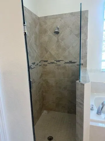 a bathroom with a shower