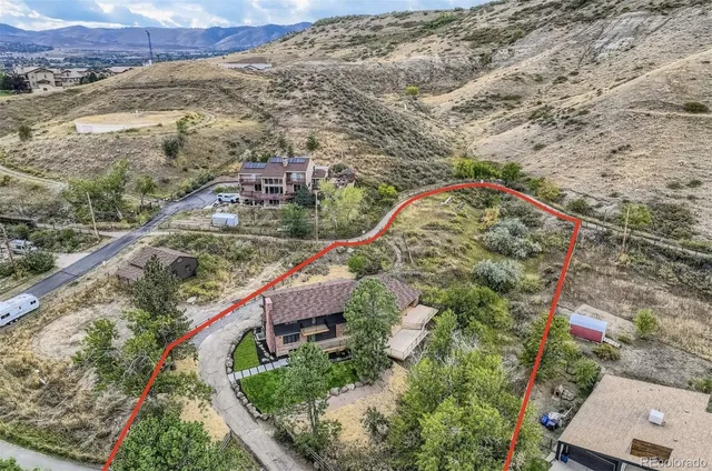 an aerial view of a house