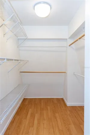 a view of an empty walk in closet