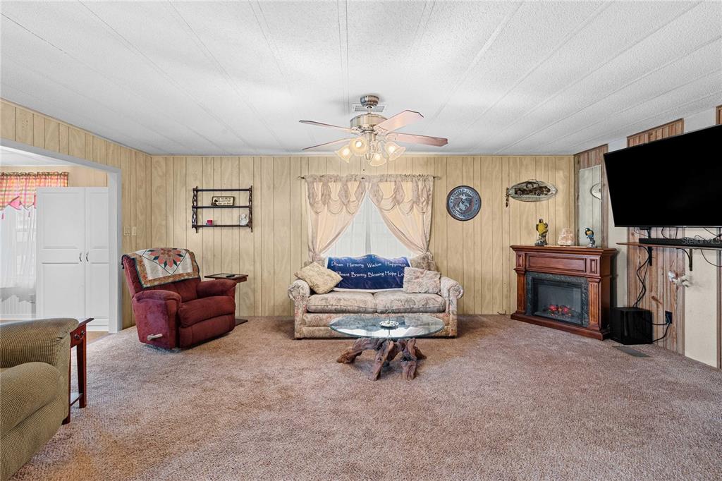7135 El Dewitt Street Zephyrhills, FL 33541 - Photo 15 of 46 a living room with furniture and a flat screen tv