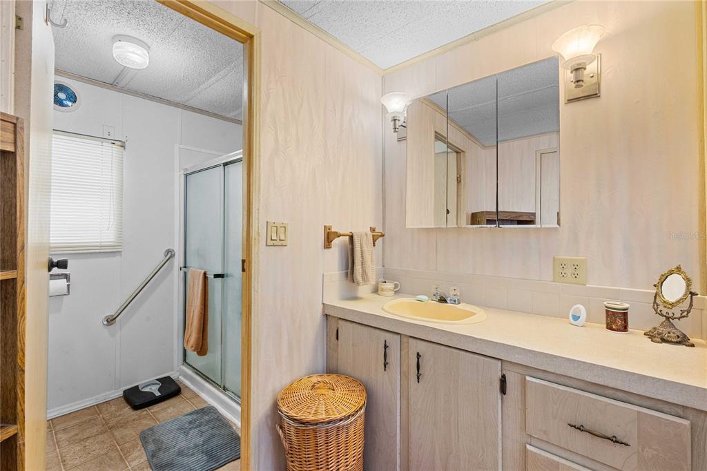7135 El Dewitt Street Zephyrhills, FL 33541 - Photo 18 of 46 a bathroom with a sink toilet and shower