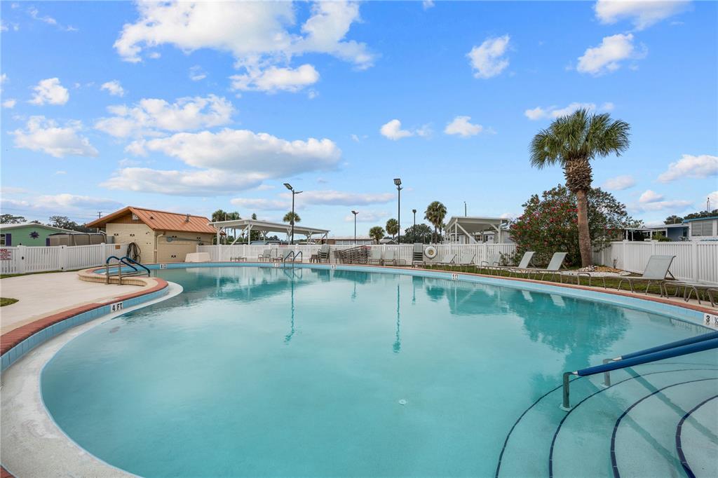 7135 El Dewitt Street Zephyrhills, FL 33541 - Photo 33 of 46 a view of a swimming pool with outdoor seating