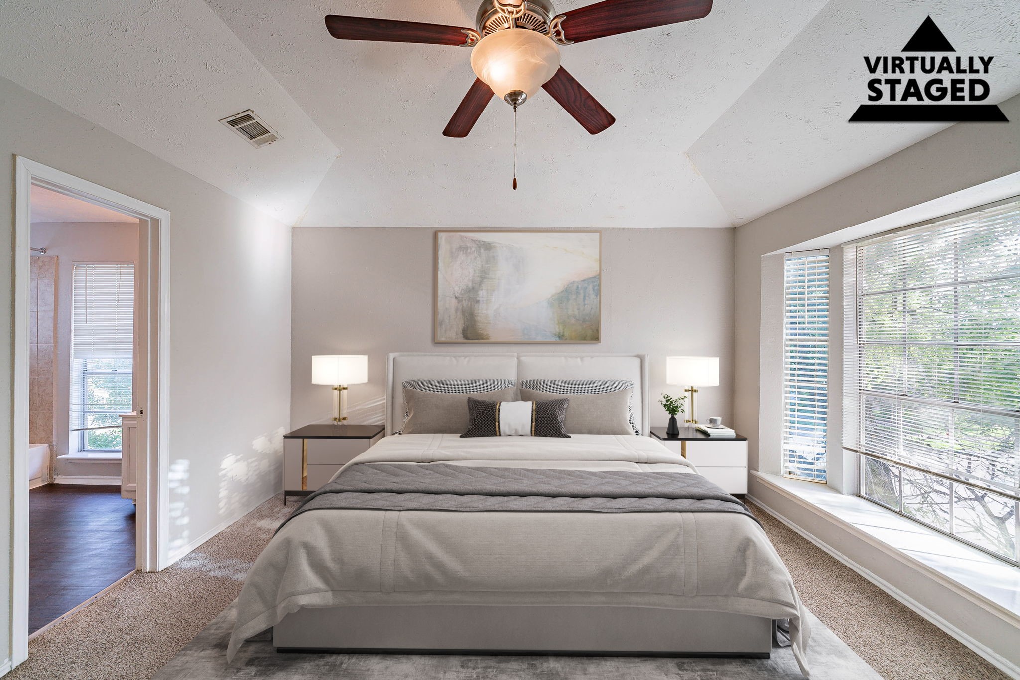 1502 Stevenage Lane Channelview, TX 77530 - Photo 4 of 33 a bedroom with a large bed and a chandelier fan