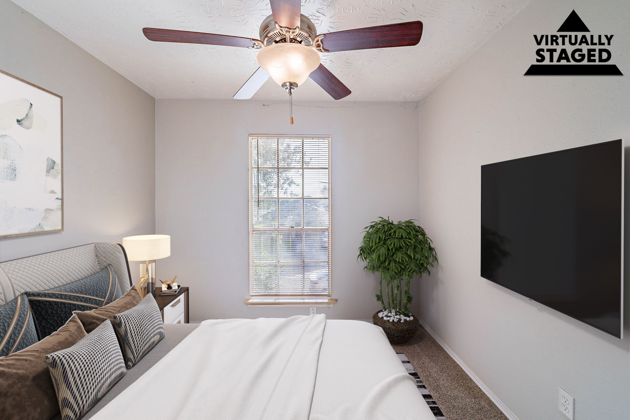 1502 Stevenage Lane Channelview, TX 77530 - Photo 5 of 33 a bedroom with a bed and a chandelier