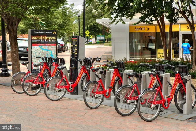 a view of bike storage in a city