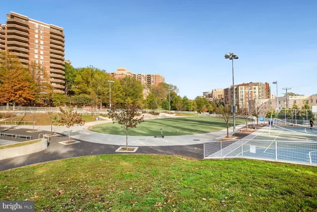 a view of a city with tall buildings