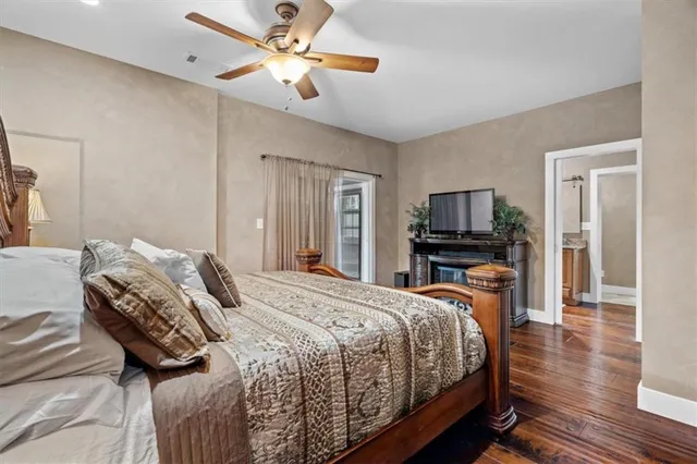 a workspace with furniture and wooden floor