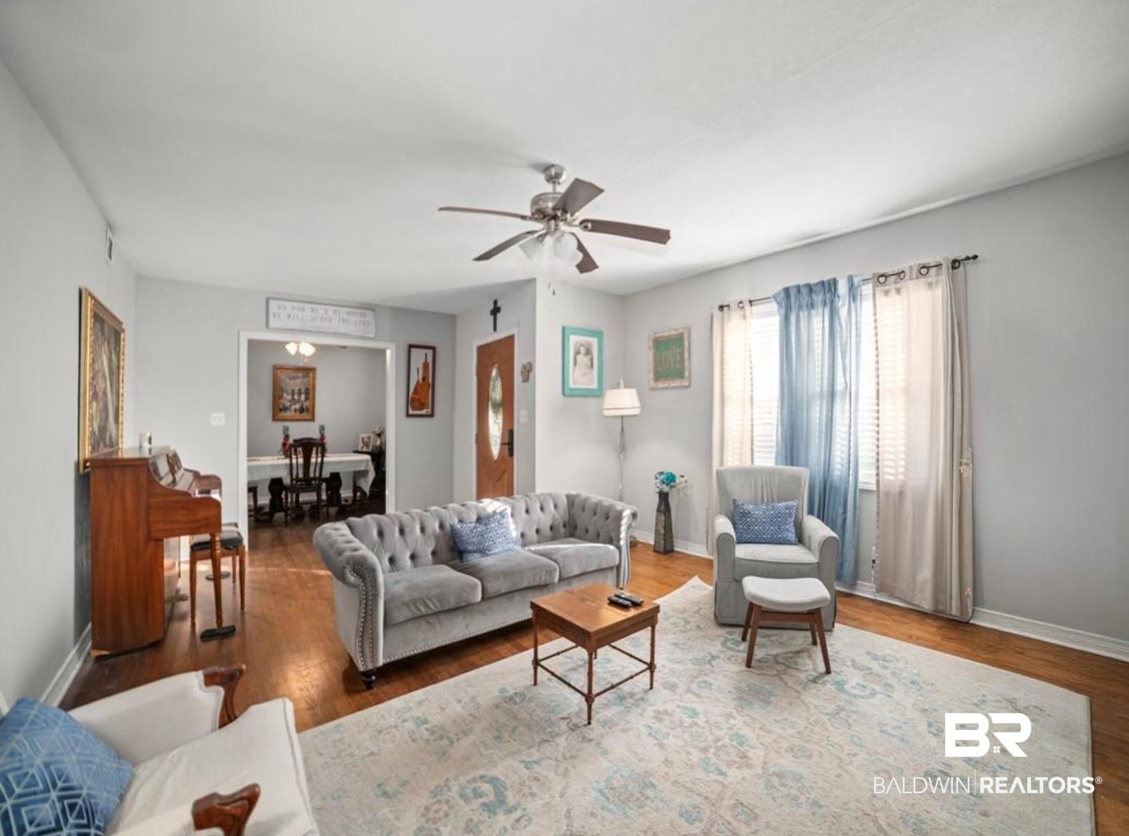 1420 Vega Drive Mobile, AL 36693 - Photo 3 of 18 Living room featuring wood finished floors and ceiling fan