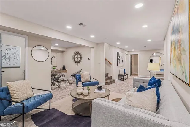 a living room with furniture