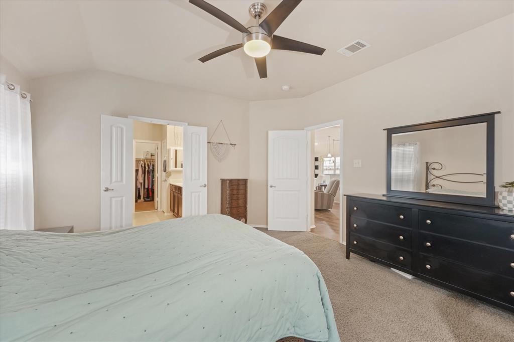 409 Harding Lane Lavon, TX 75166 - Photo 10 of 34 Vaulted ceiling with a contemporary ceiling fan and light fixture