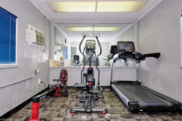 a room with gym equipment