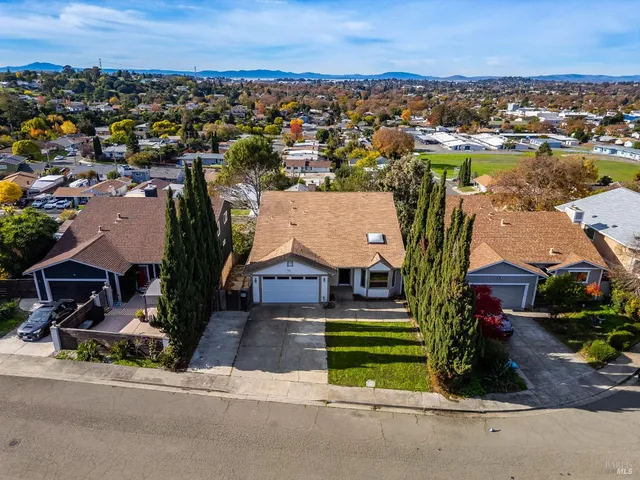 a view of a garden with a bench