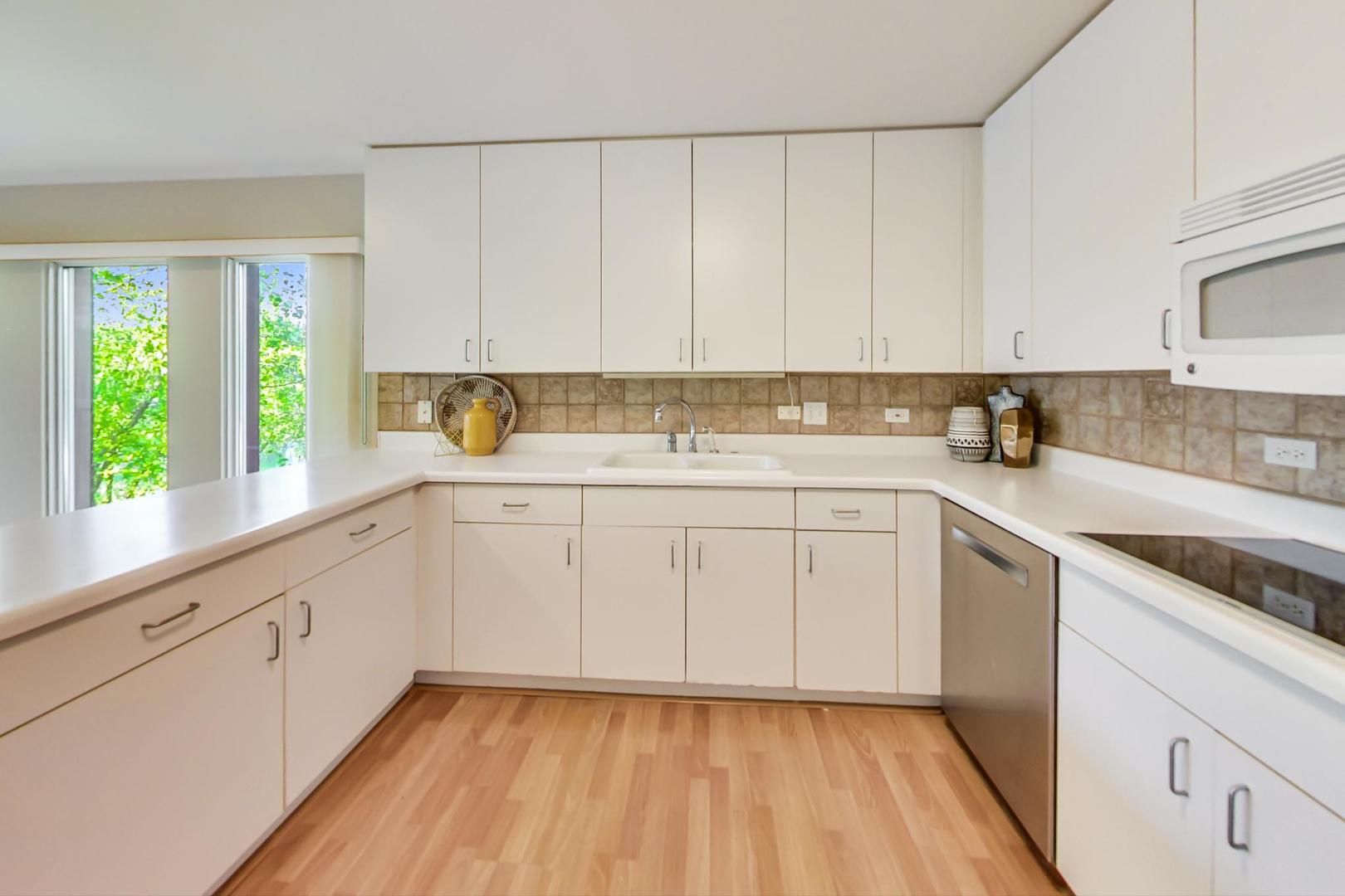351 Kelburn Road, Unit 213 Deerfield, IL 60015 - Photo 9 of 37 a kitchen with a sink window and cabinets