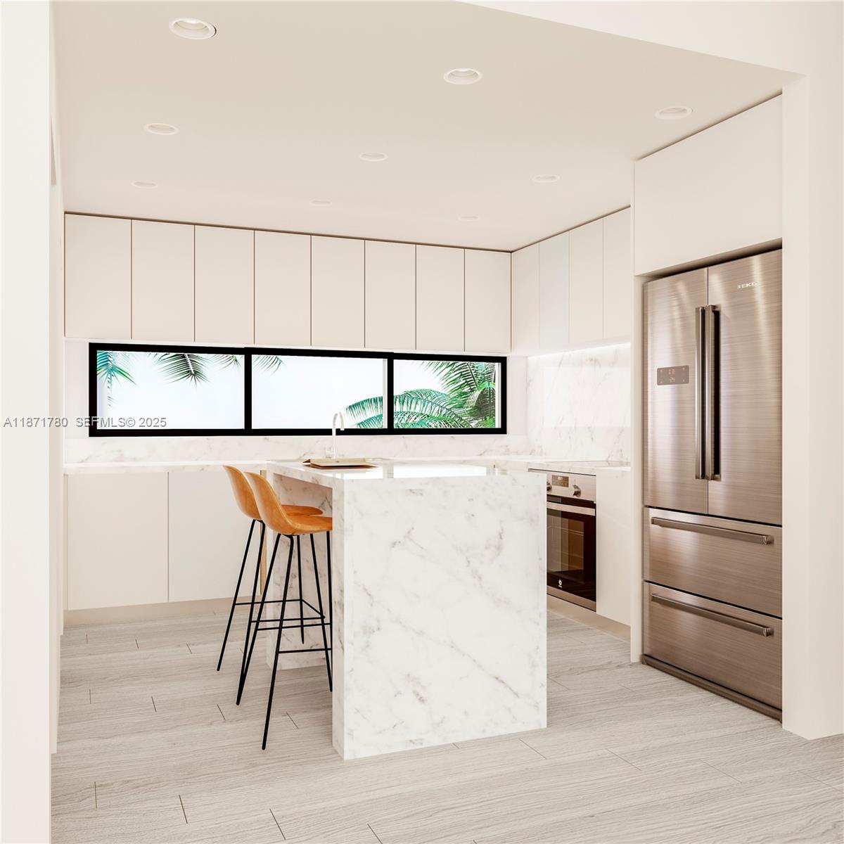 330 76th Street, Unit 5 Miami Beach, FL 33141 - Photo 2 of 8 a kitchen with stainless steel appliances granite countertop a refrigerator and a stove top oven