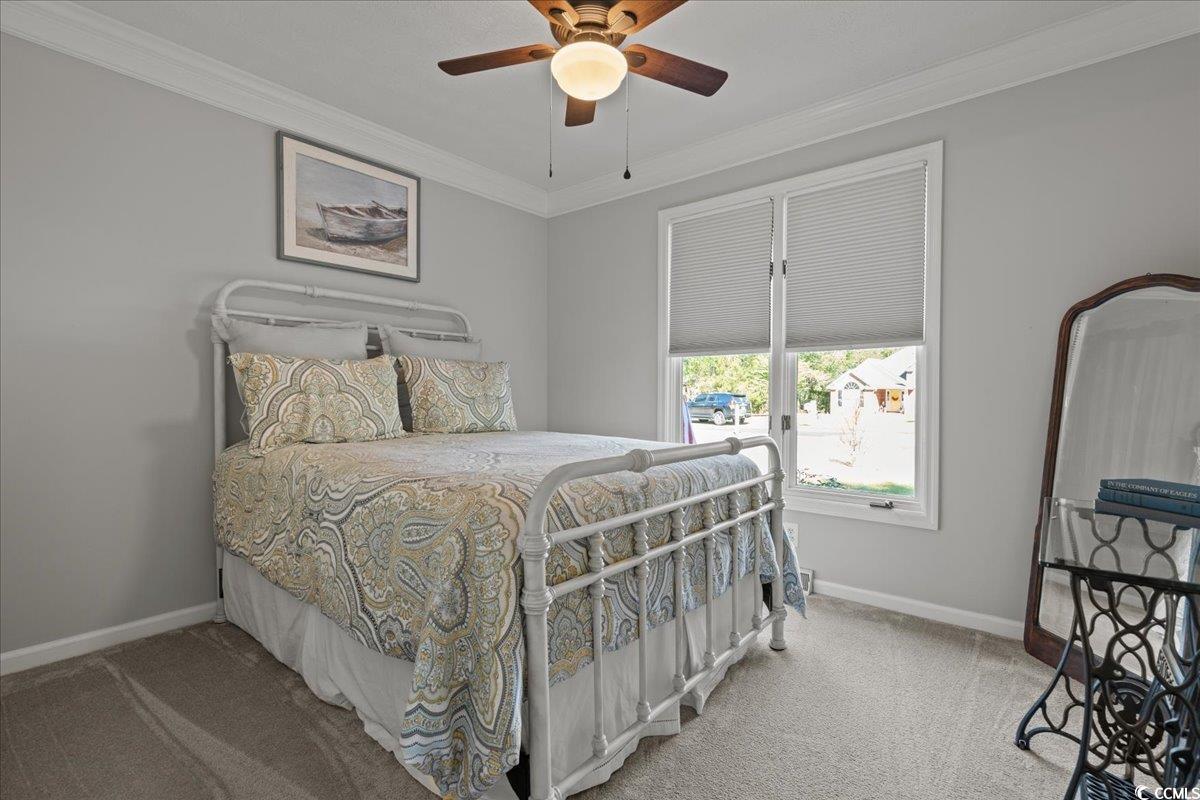 117 John Waites Court Georgetown, SC 29440 - Photo 23 of 40 Bedroom featuring ornamental molding, light carpet, and ceiling fan