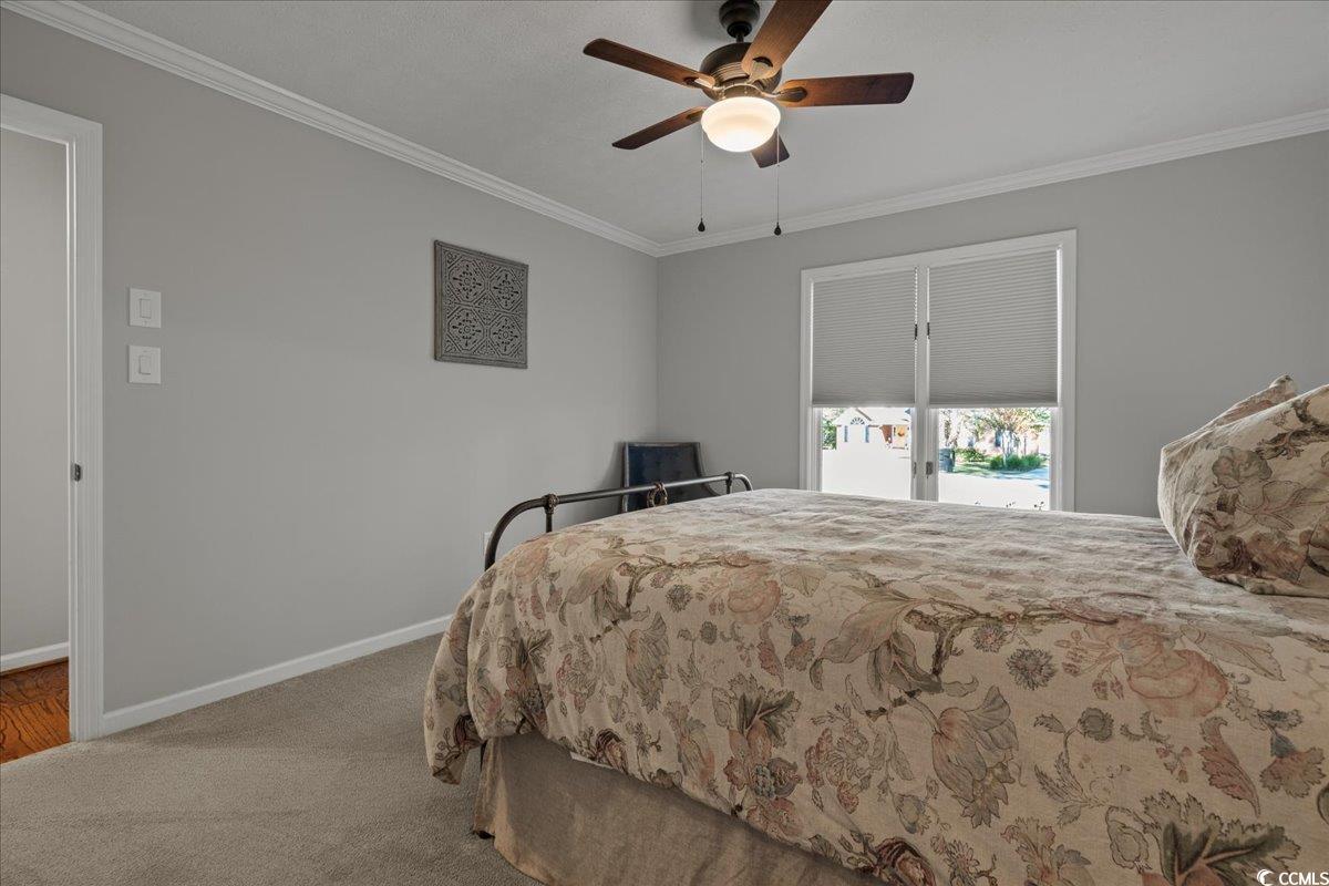 117 John Waites Court Georgetown, SC 29440 - Photo 24 of 40 Bedroom with ornamental molding, carpet flooring, and a ceiling fan