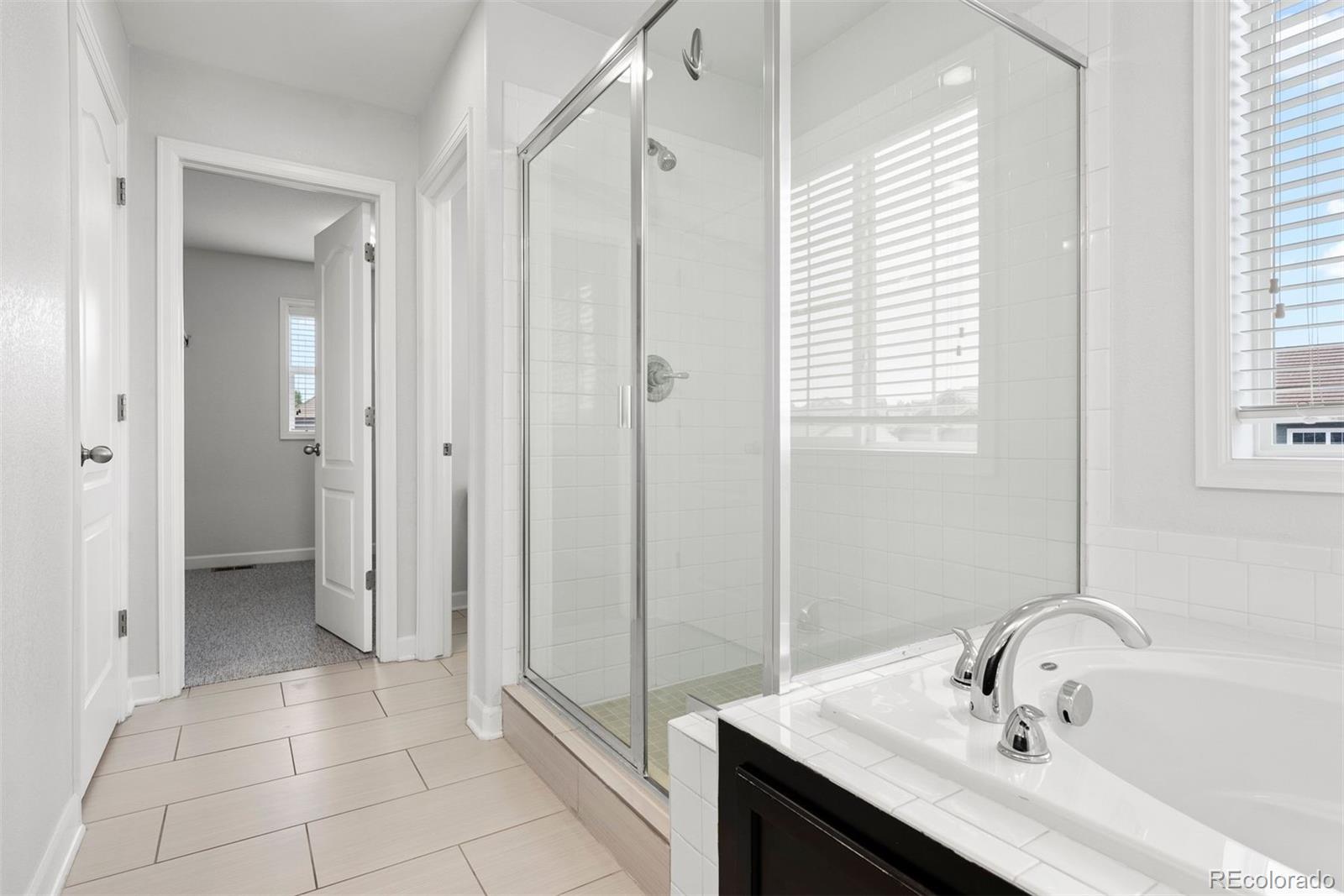 664 Tiger Lily Way Highlands Ranch, CO 80126 - Photo 25 of 47 a bathroom with a sink a mirror and a shower