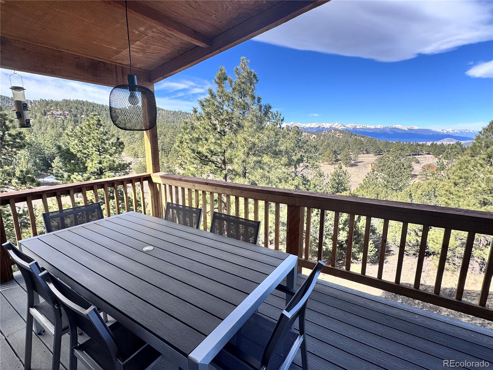 563 Kankakee Road Westcliffe, CO 81252 - Photo 26 of 46 a view of a balcony with wooden floor and outdoor seating