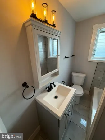 a bathroom with a sink toilet and vanity