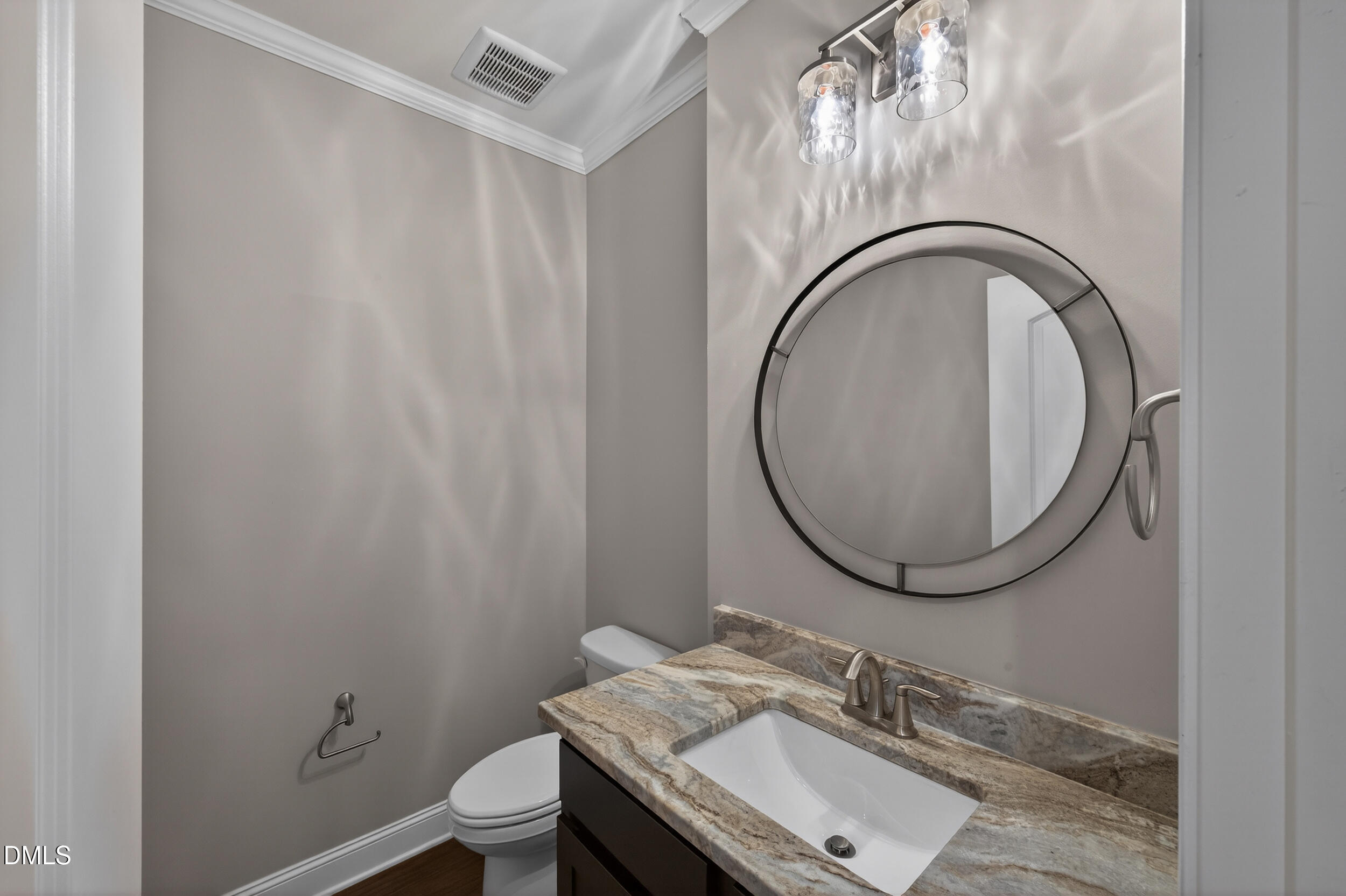 231 High Ridge Lane Pittsboro, NC 27312 - Photo 38 of 47 a bathroom with a granite countertop sink a mirror and a toilet