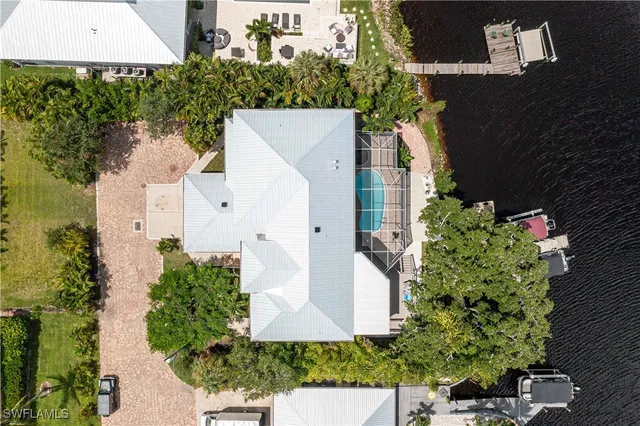 an aerial view of a house