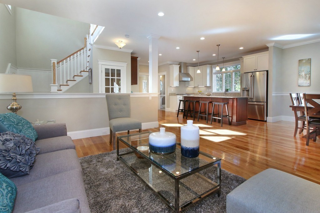 198 Overlook Road Arlington, MA 02474 - Photo 5 of 25 a living room with furniture and kitchen view