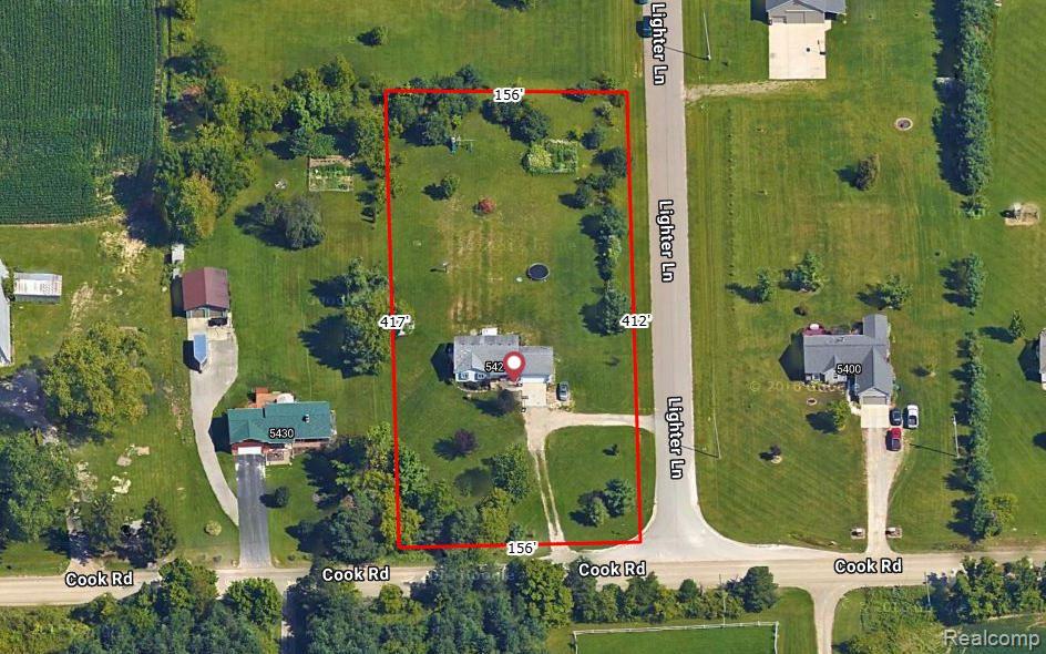 5424 Cook Road Swartz Creek, MI 48473 - Photo 3 of 15 Property Boundary Map. Illustrating the perimeter and dimensions of the property
