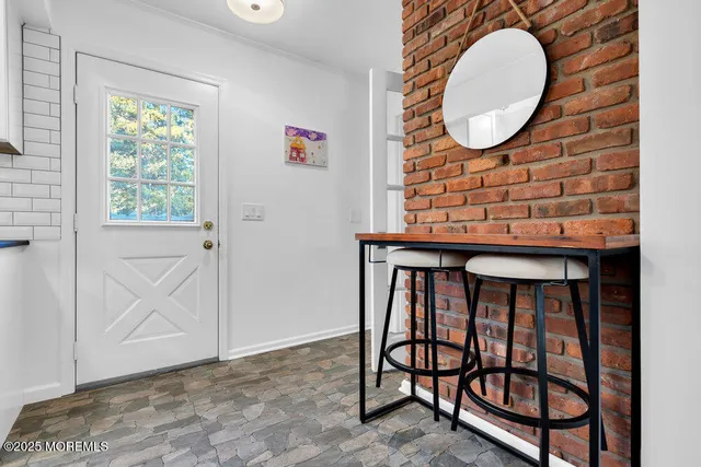 a view of a backyard with a slide