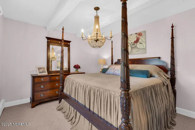 a view of a park with large trees