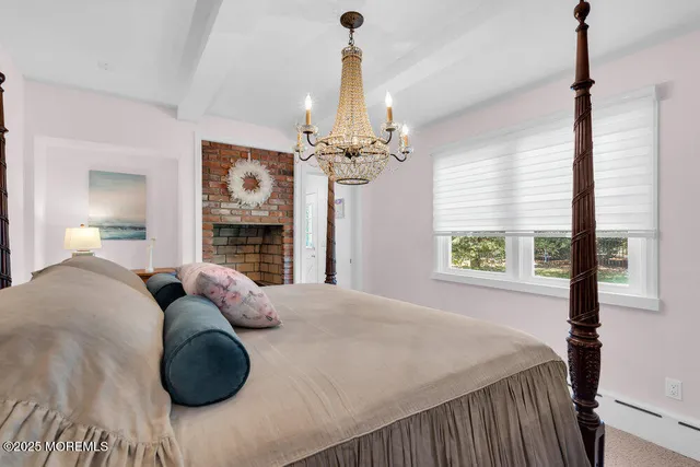 a view of a park with large trees