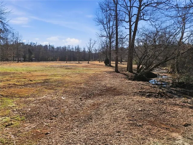 a view of a yard with trees