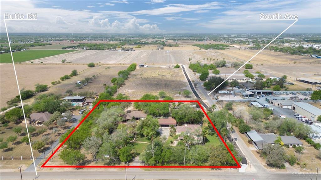 605 South Hutto Road Donna, TX 78537 - Photo 43 of 45 This east side aerial view helps to better appreciate the vast number of mature trees on the property.