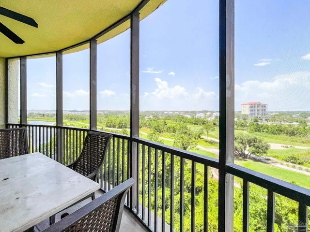 a view of a city from a balcony