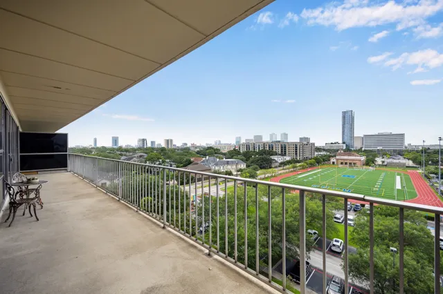 a view of city from a balcony
