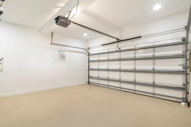 a view of a room with racks on the wall