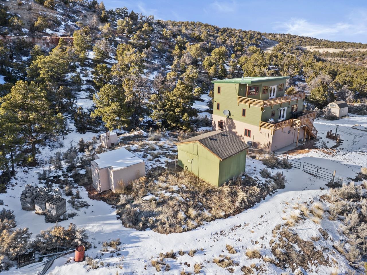 18461 Little Park Road Glade Park, CO 81523 - Photo 32 of 42 a view of a terrace with a bench