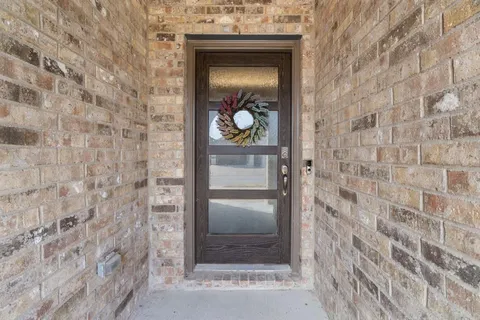 a door with a bench in front of it