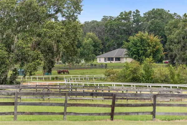a view of a lake with big yard
