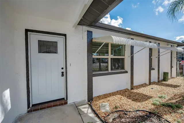 an empty room with a bench