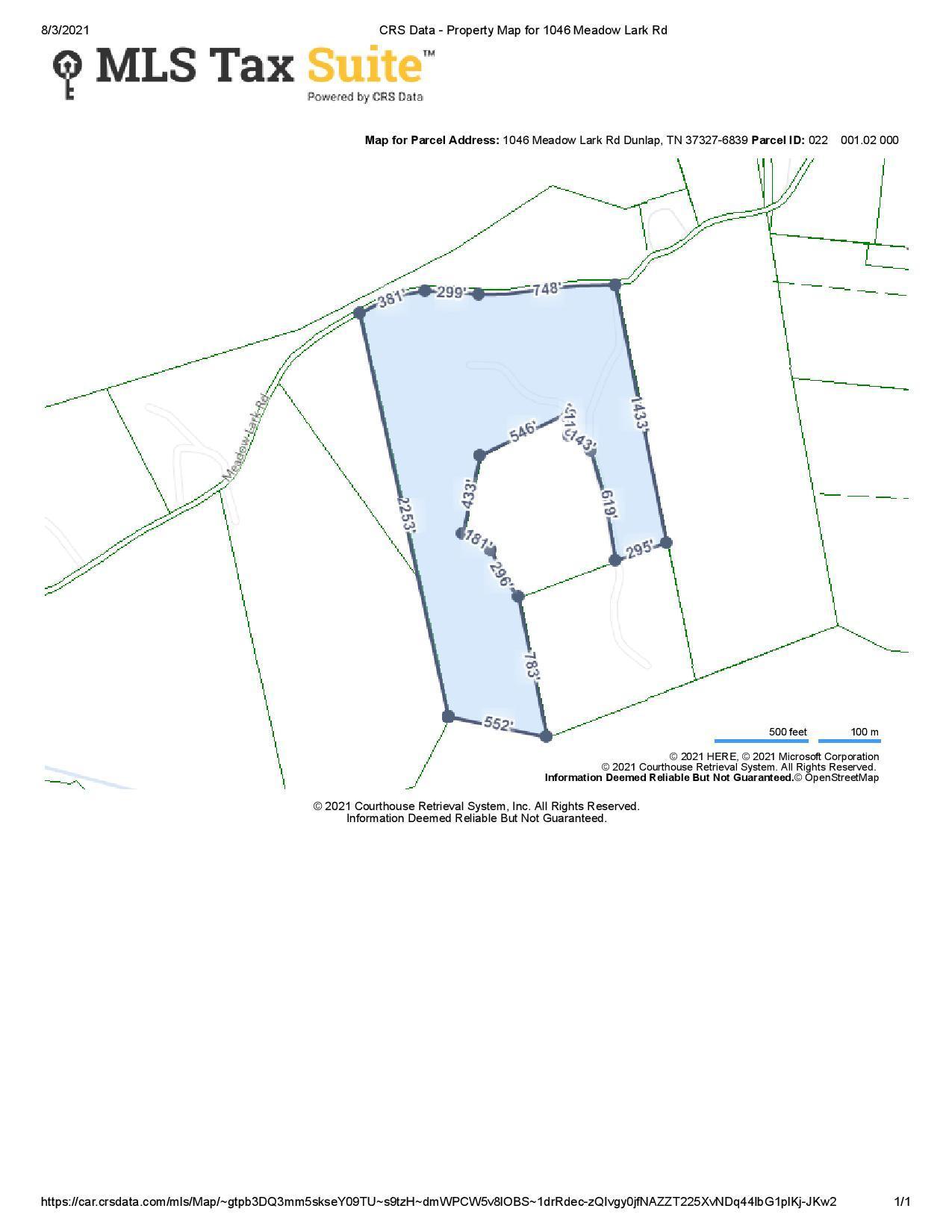 1046 Meadow Lark Road Dunlap, TN 37327 - Photo 1 of 1 CRS Data - Property Map for 1046 Meadow