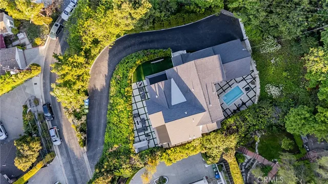 an aerial view of a house