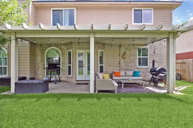 a view of a brick building with a outdoor space