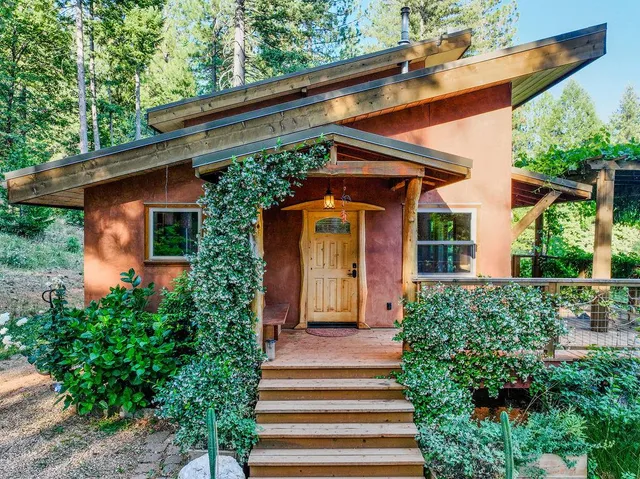 a view of a green field with lots of bushes